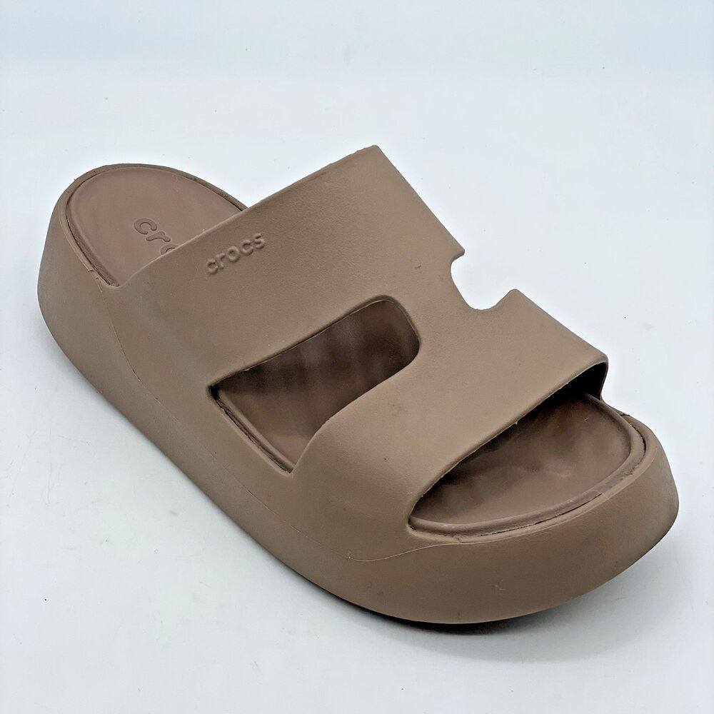 Crocs Getaway Platform H-Strap Sandals Women's 6 Taupe Casual Open Toe Comfort - Picture 2 of 16